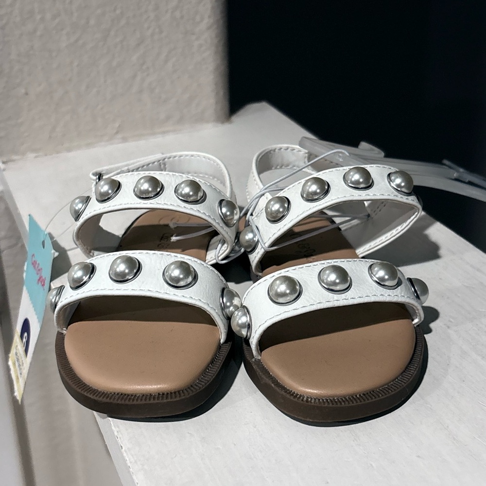 Selene Pearl Sandals - Cat & Jack™ White Open Toe, Hook and Loop Infant Sizes - Picture 3 of 9